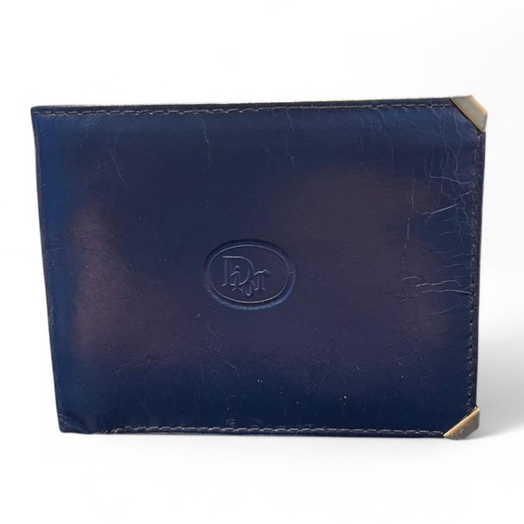 Dior Other - Vintage Dior Blue Calfskin Leather Bifold Wallet